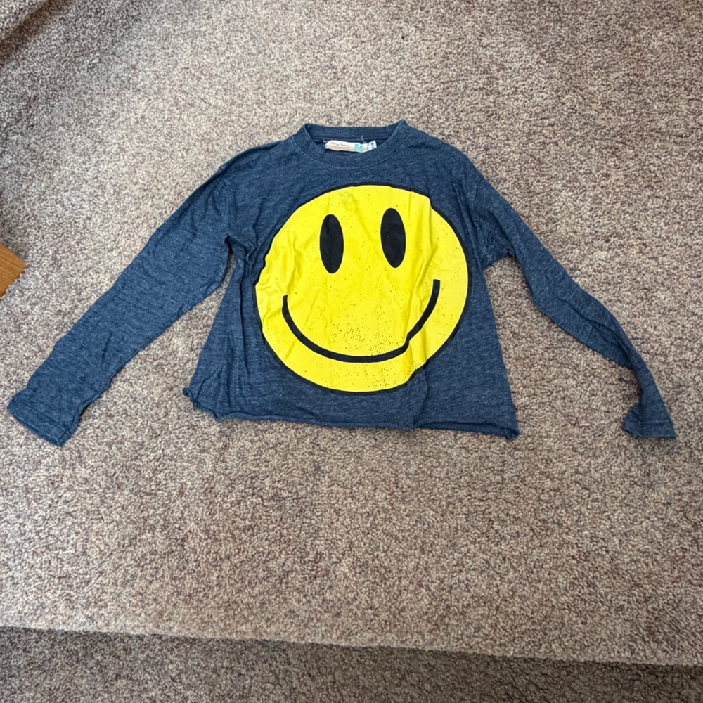 ⭐️EUC - Vintage Havana - Girls Blue Smiley Face Long Sleeve Shirt - XL (16)